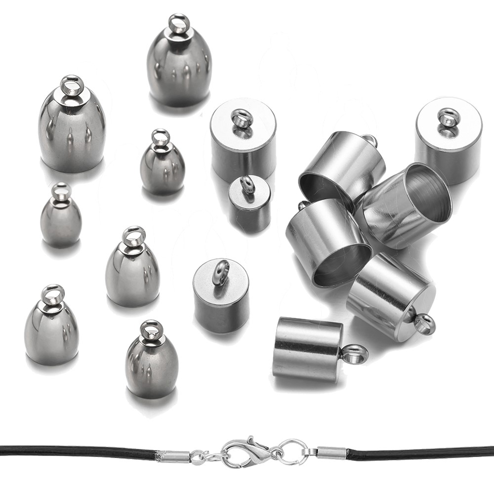 Leatherwork Diy - 20pcs Tube End Caps Stainless Steel